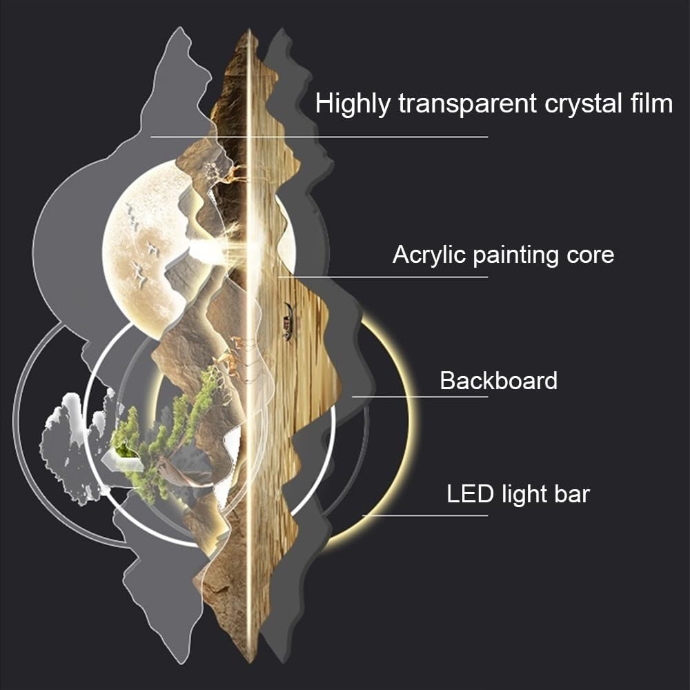 LED Landscape Wall Decor with Mountains Water and Deer 1