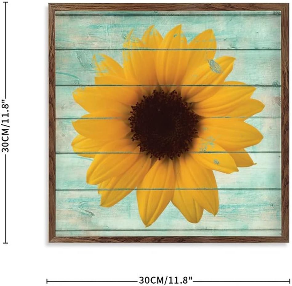 Rustic Sunflower Wood Grain Wall Sign 12 Inch 1