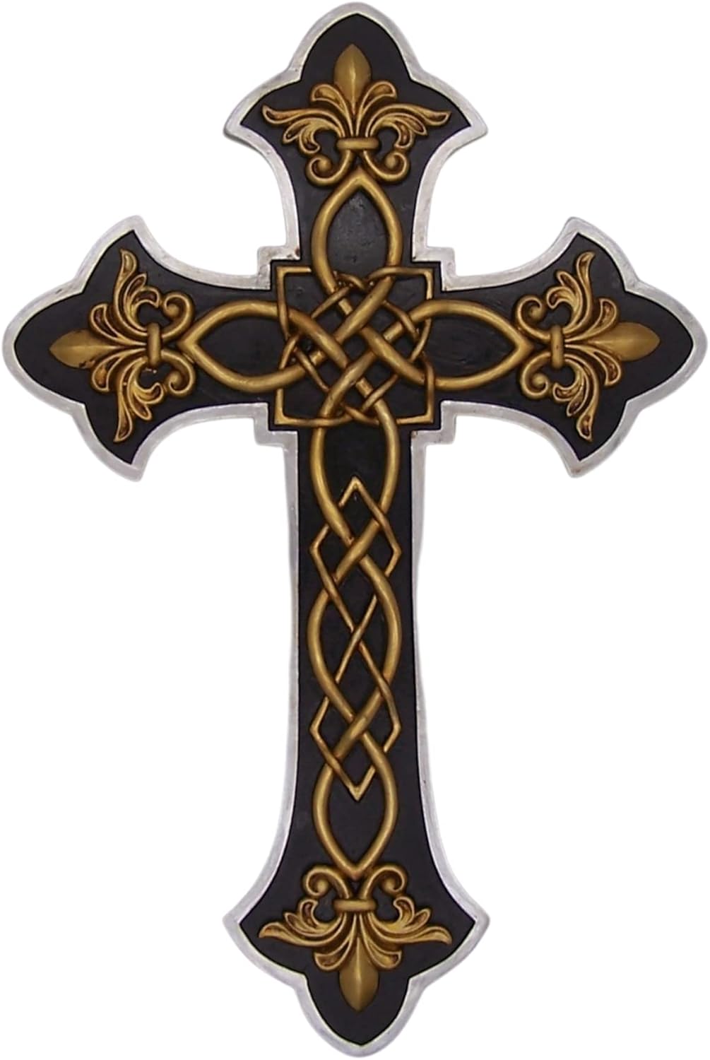 Wowser Black Wall Cross with Fleur De Lis Design