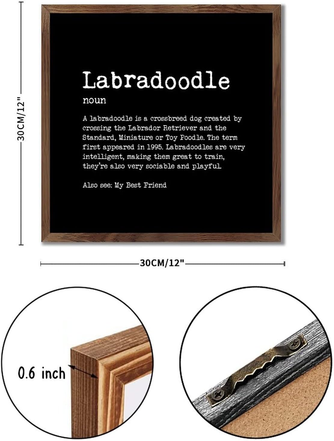 Farmhouse Decor Labradoodle Wood Framed Sign 12x12