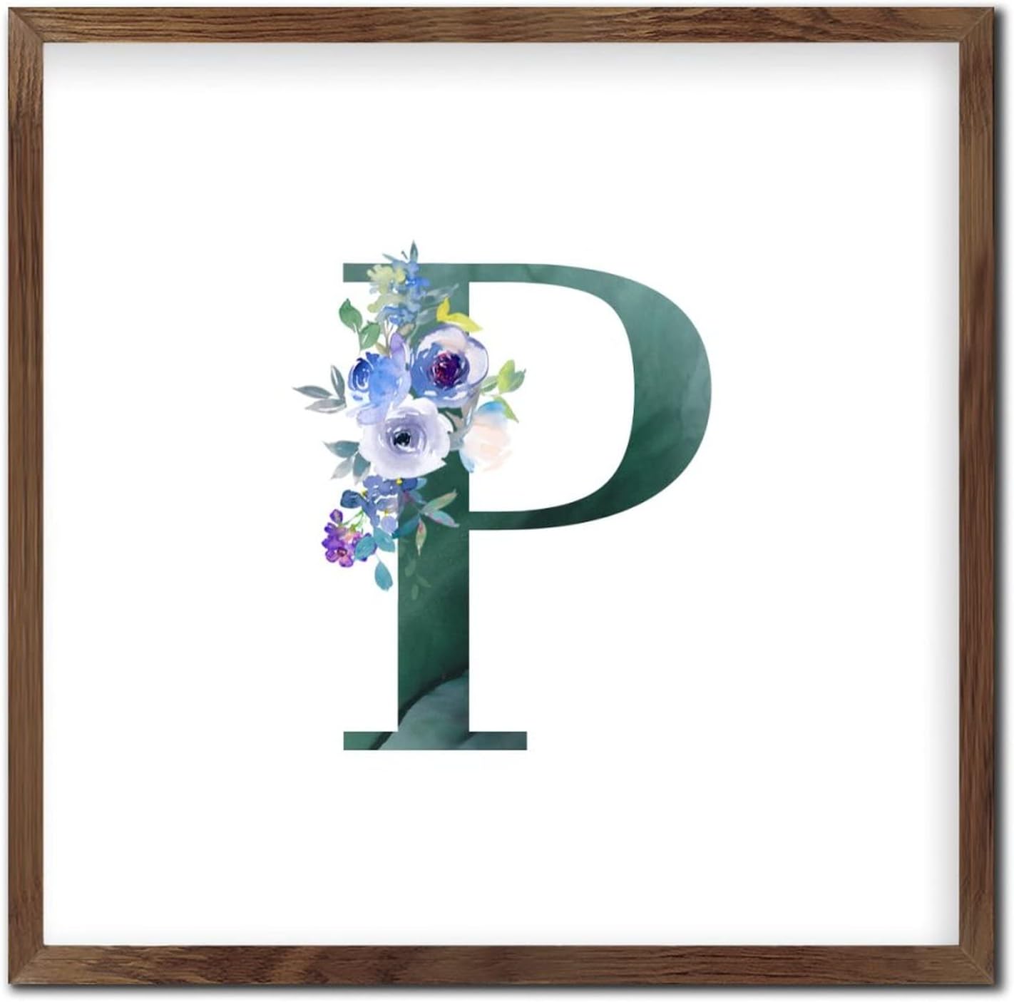 Personalized Wood Framed Monogram Sign with Peonies Design