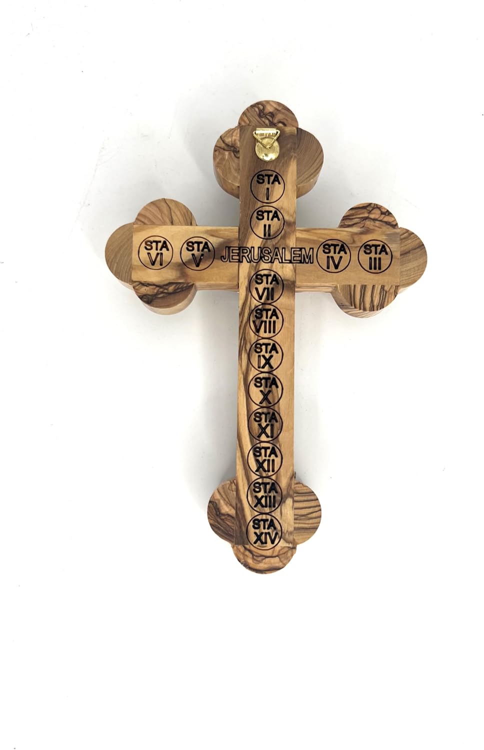 9 Inch Handmade Olive Wood Wall Cross with Relics