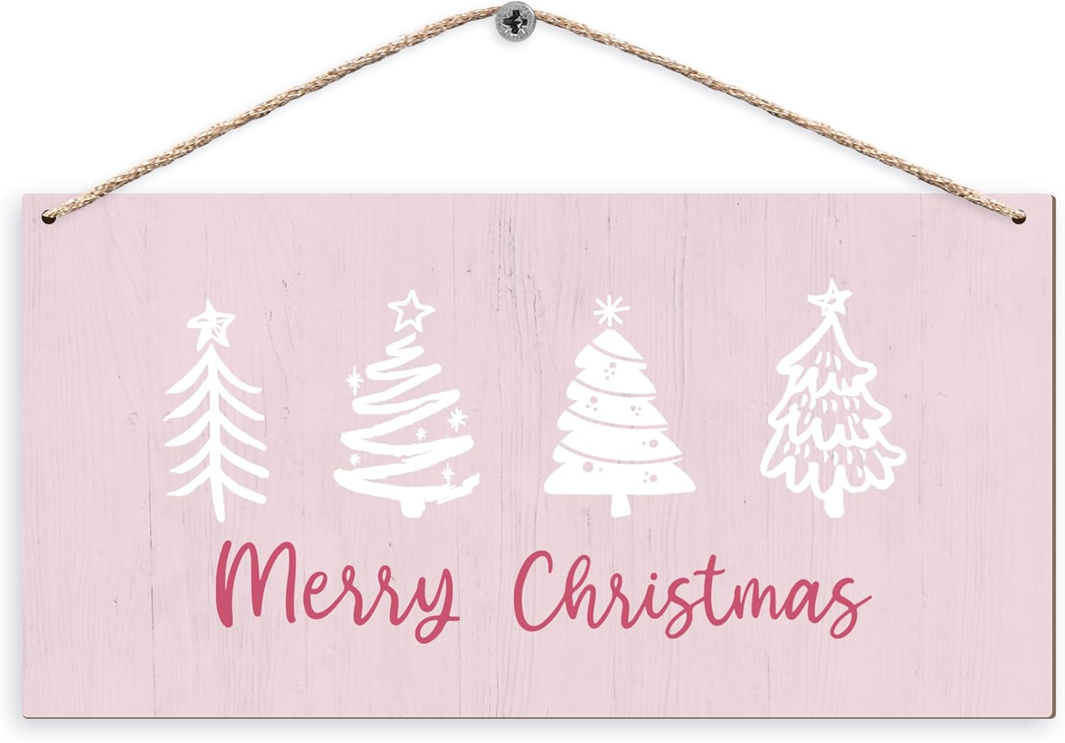 Duxmnamg Pink Christmas Trees Wall Sign 12x6