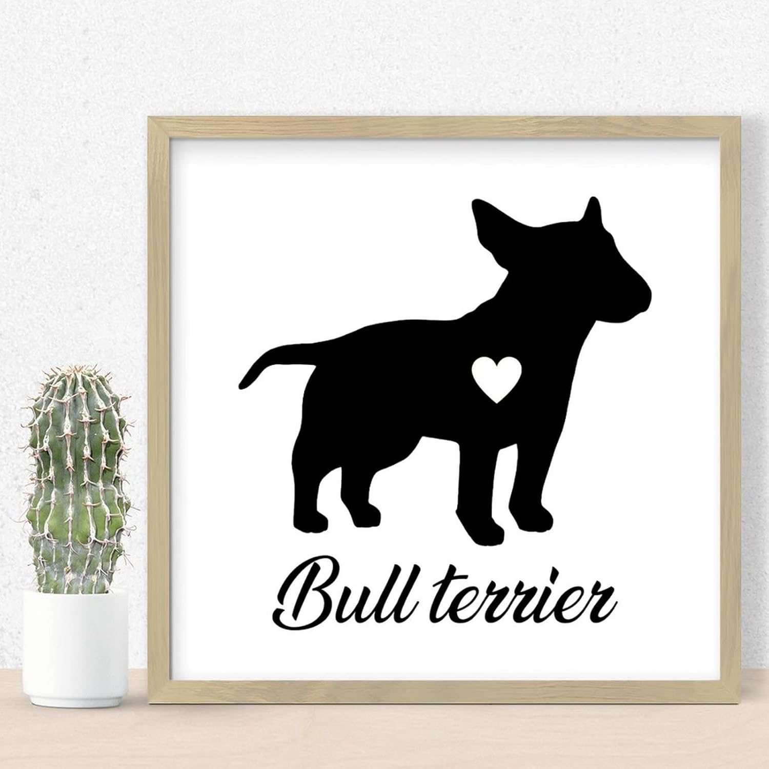 Bull Terrier Dog Silhouette Wooden Sign Wall Decor