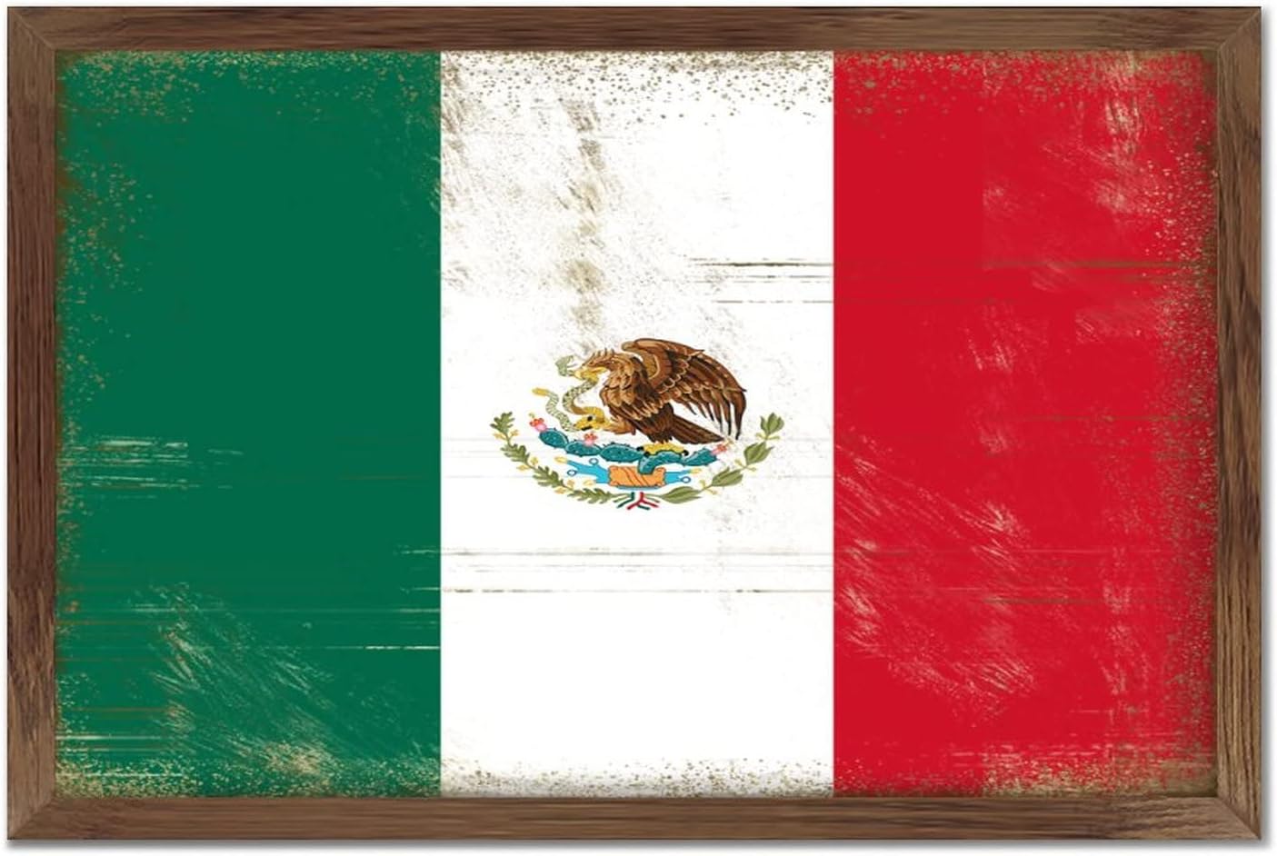 Christmas Farmhouse Decor Mexico Flag Framed Wood Sign Wall Art