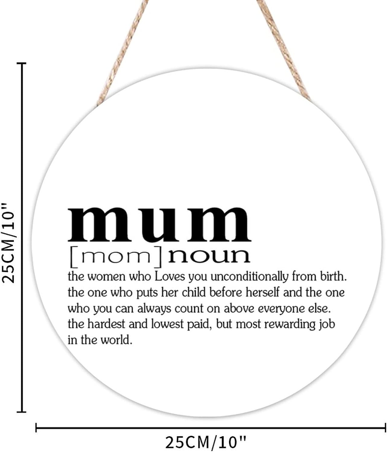 Funny Noun Dictionary Definition of Mum Round Wood Sign