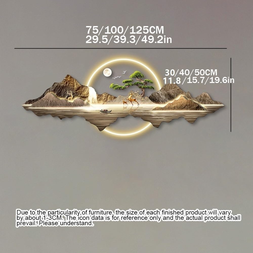LED Landscape Wall Decor with Mountains Water and Deer 1