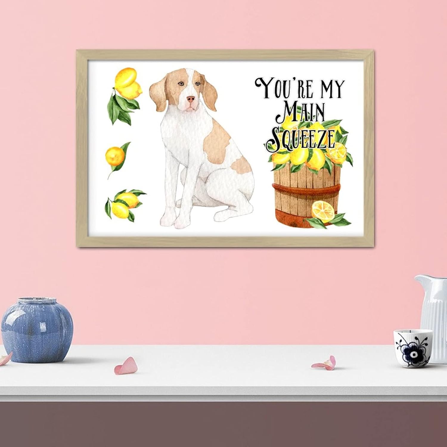 Lemon Dog Sign Youre My Main Squeeze Wooden Plaque 8x12in