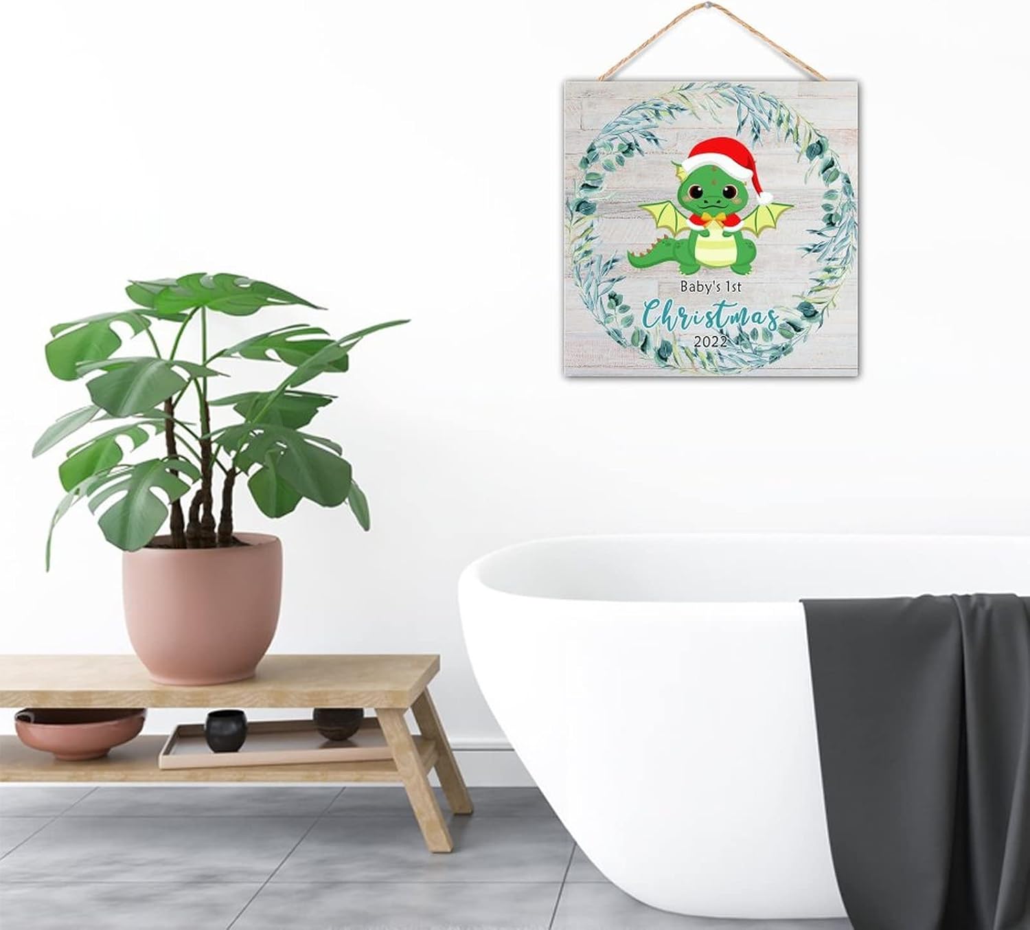 Funny Dinosaur Christmas Wall Decor Sign
