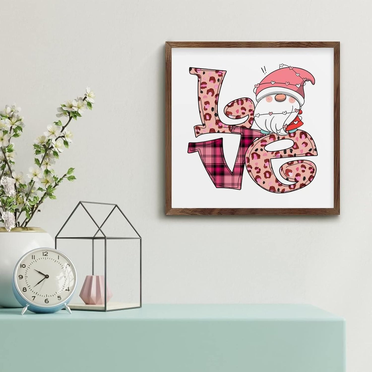 Valentine Gnome Love Letter Framed Wood Sign