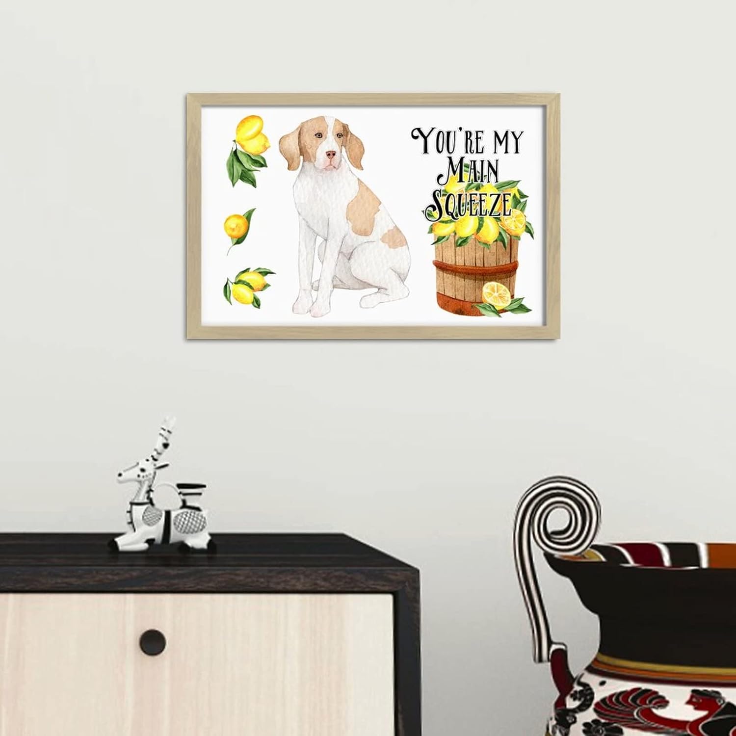 Lemon Dog Sign Youre My Main Squeeze Wooden Plaque 8x12in