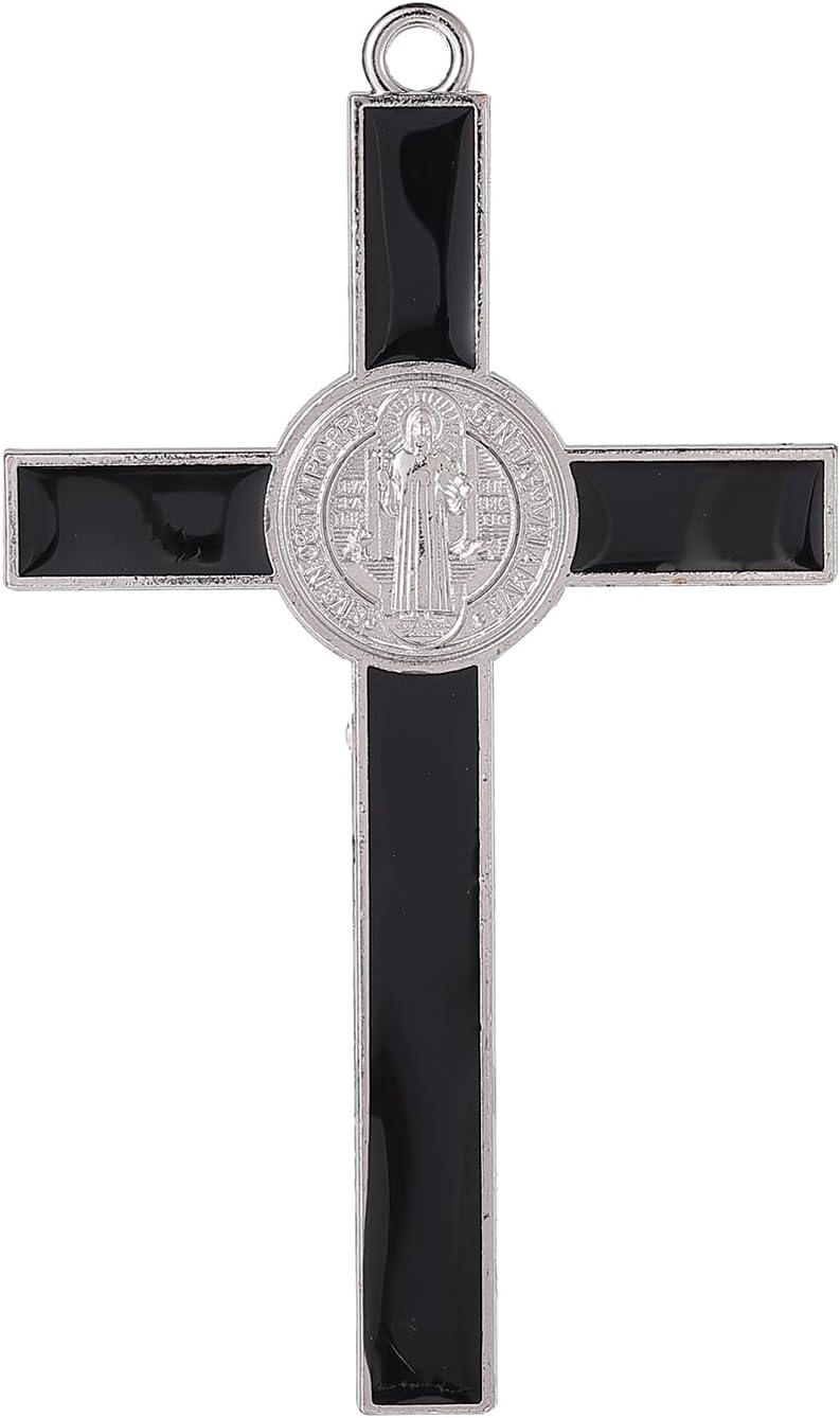 VINETEN Crucifix Wall Cross 4 Inch Black Enamel Catholic Decoration