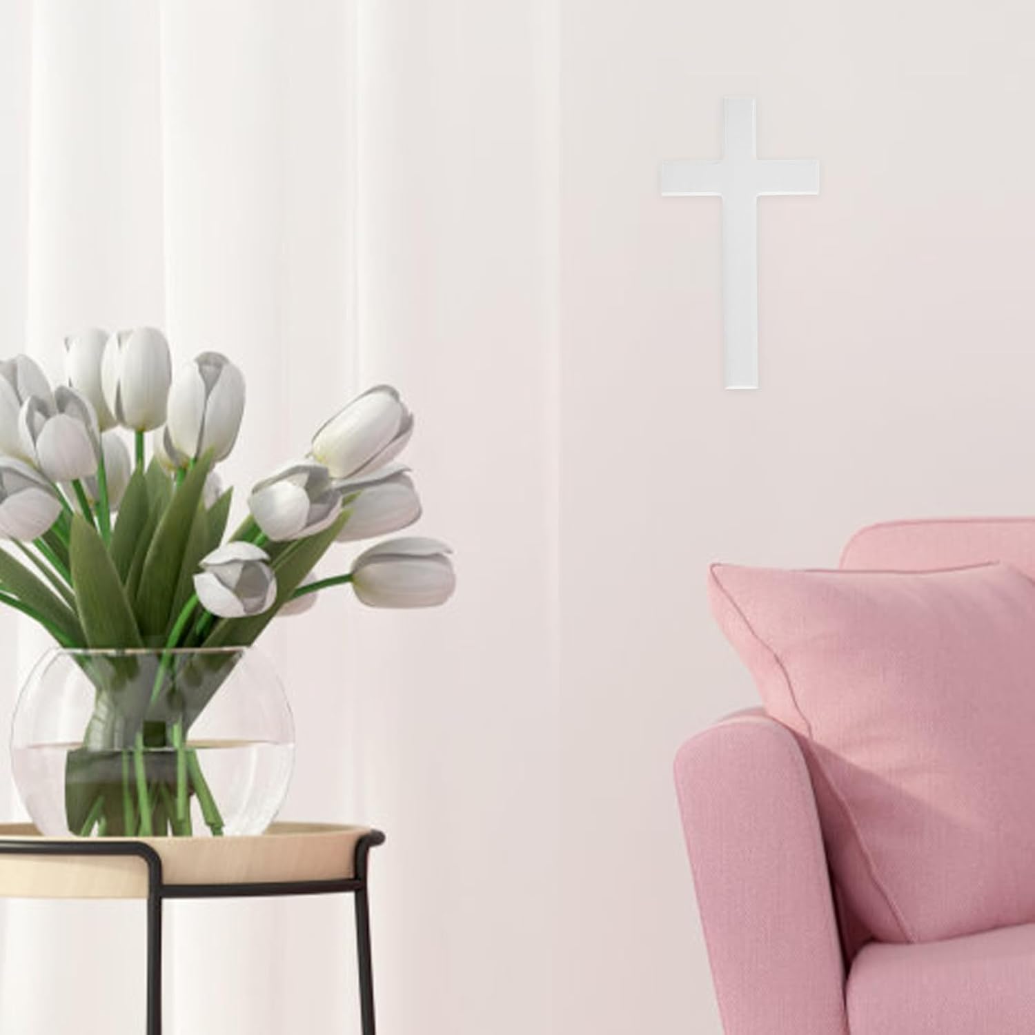 BESTOYARD White Wall Cross for Home Church Decor