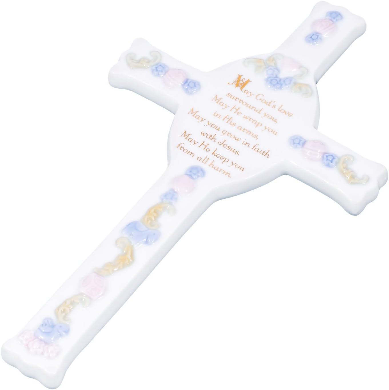 Roman Baptism Gods Love Blue Baby Boy Wall Cross