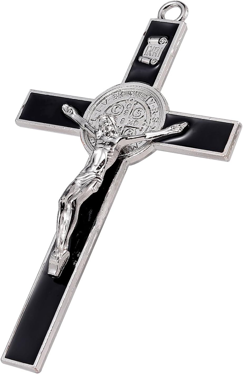 VINETEN Crucifix Wall Cross 4 Inch Black Enamel Catholic Decoration