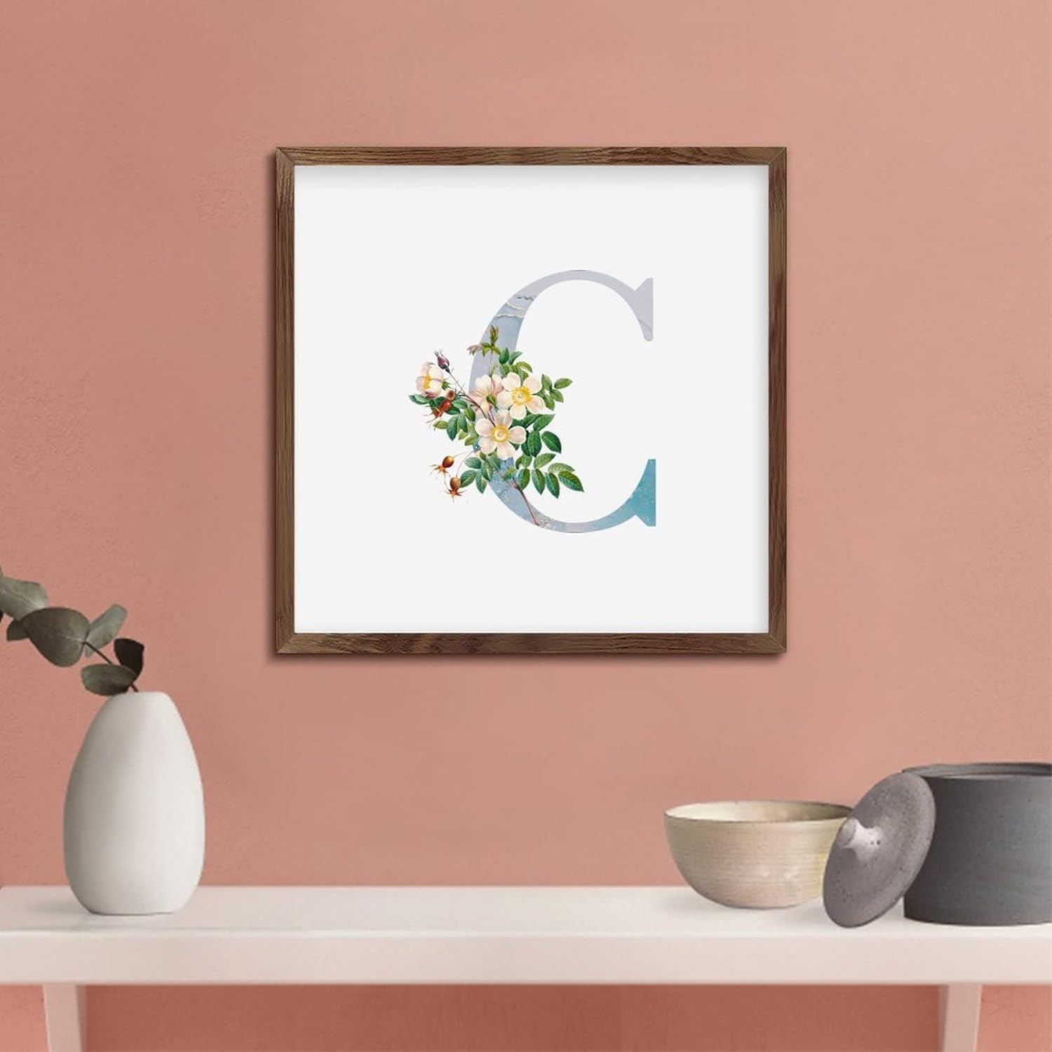 Funny Framed Wooden Sign Initial Letter C Monogram Wall Art
