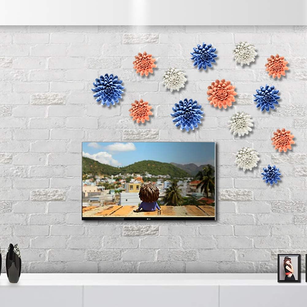 Peony Ceramic Flower Wall Decor Blue 3D