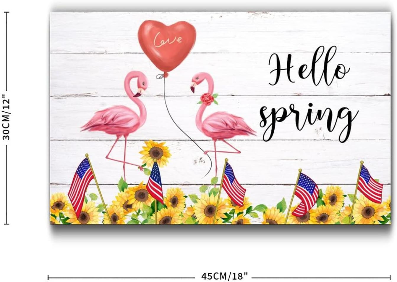 Wooden Flamingo Happy Life Sunflower Wall Hanging
