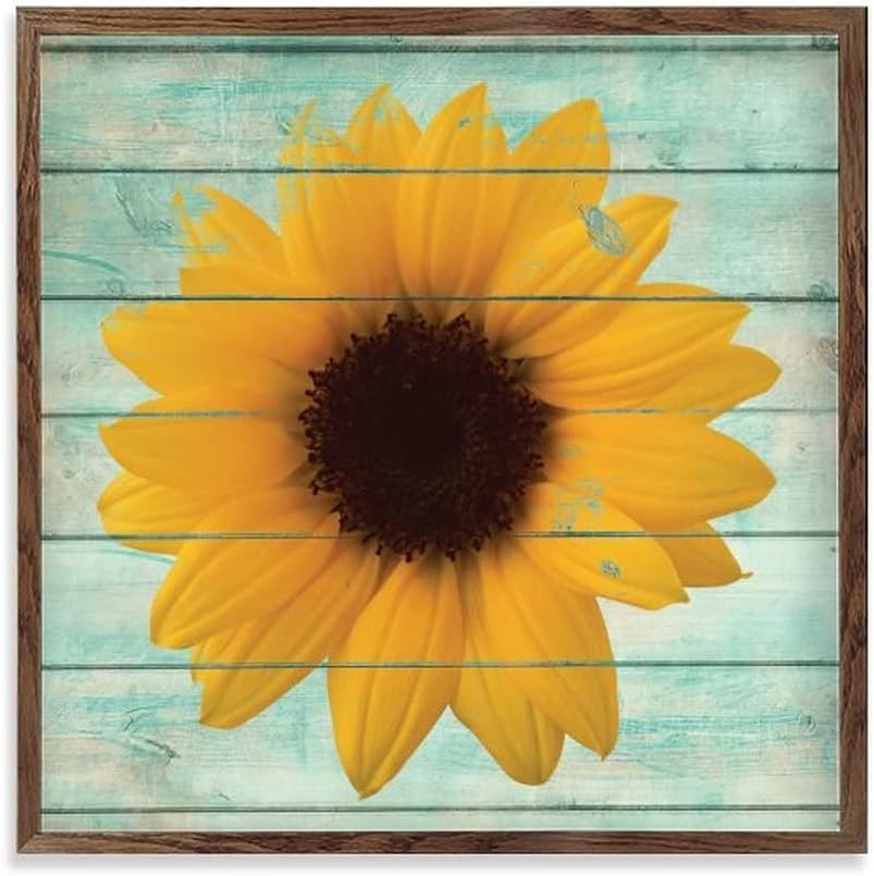 Rustic Sunflower Wood Grain Wall Sign 12 Inch 1
