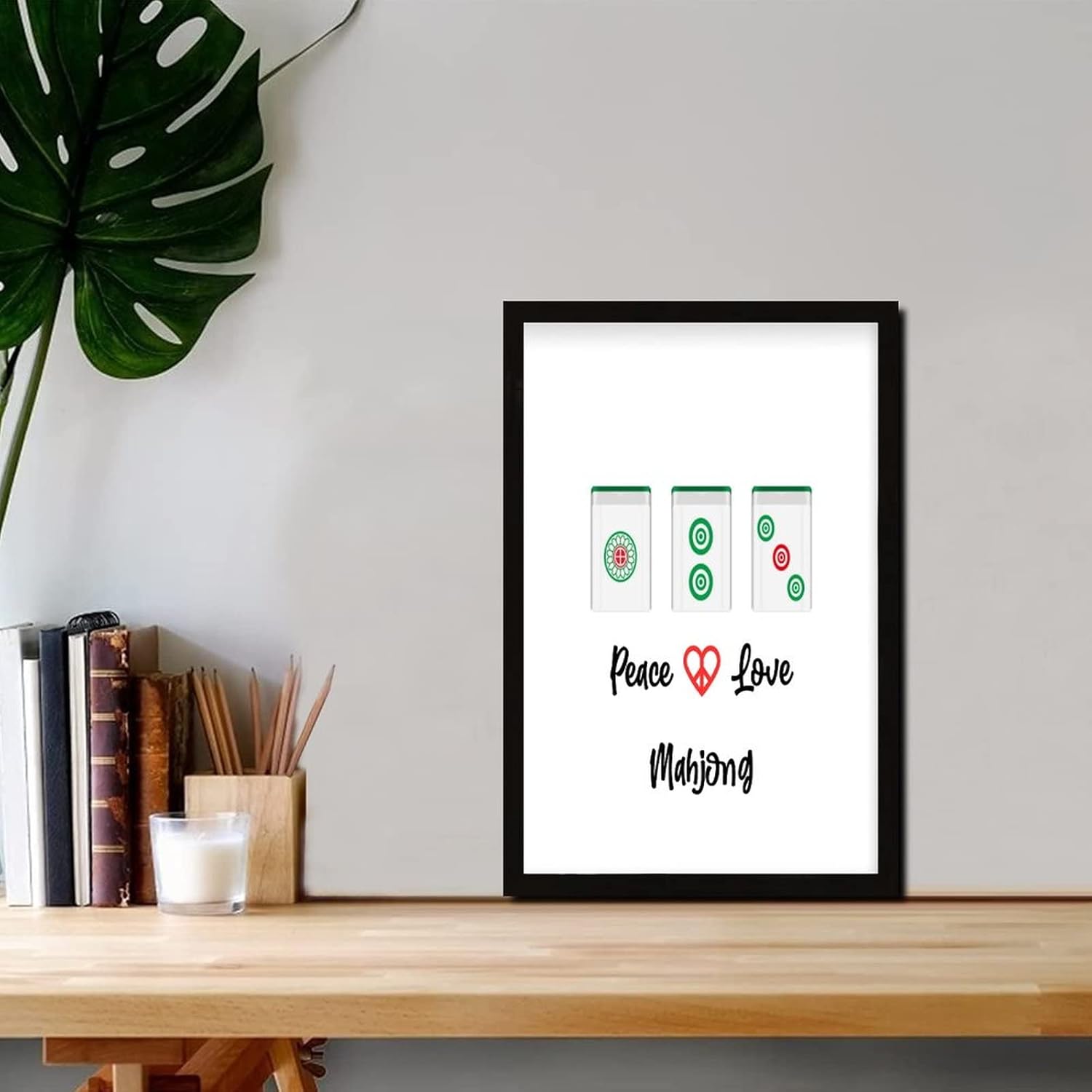 Mahjong Tiles Framed Wall Art Decor 8x12in