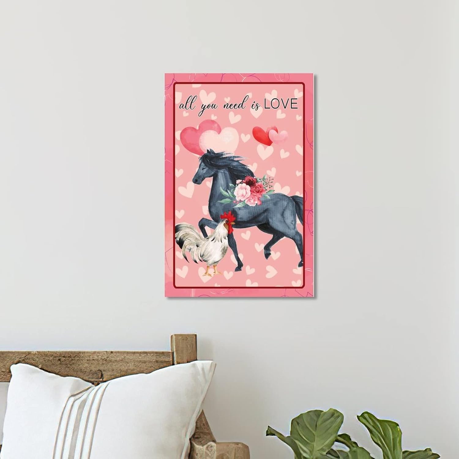 Custom Love Heart Wooden Plaque Farmhouse Wall Decor 8x12in