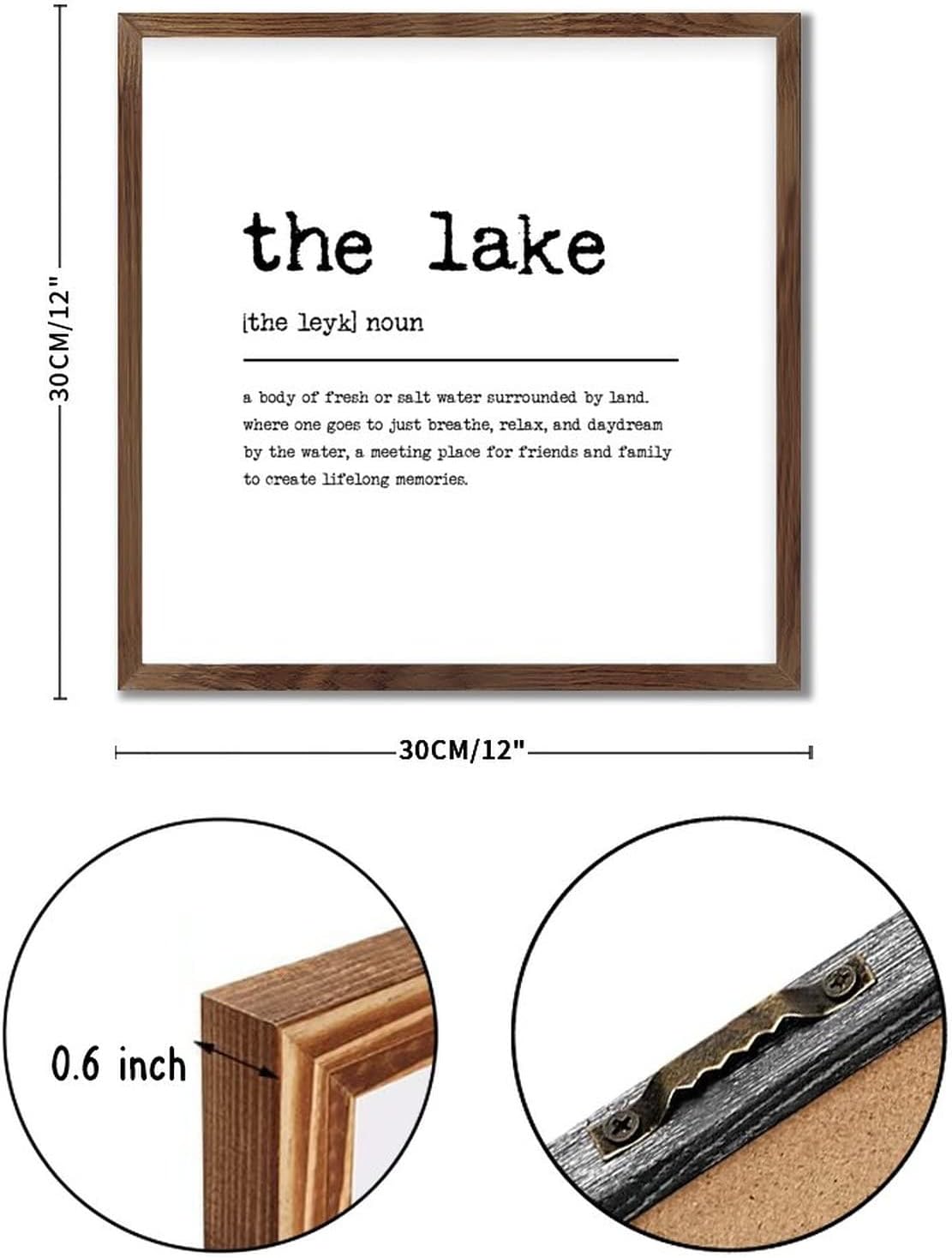 The Lake Framed Wood Sign Home Decor 12x12