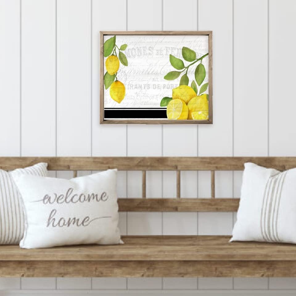 Fresh Lemons Wood Wall Decor Sign Frame 12x15