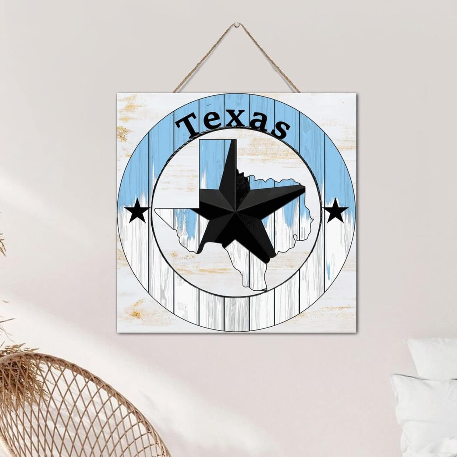 Autravelco Texas Lone Star Wall Decor 12x12 Inch Wood Panel