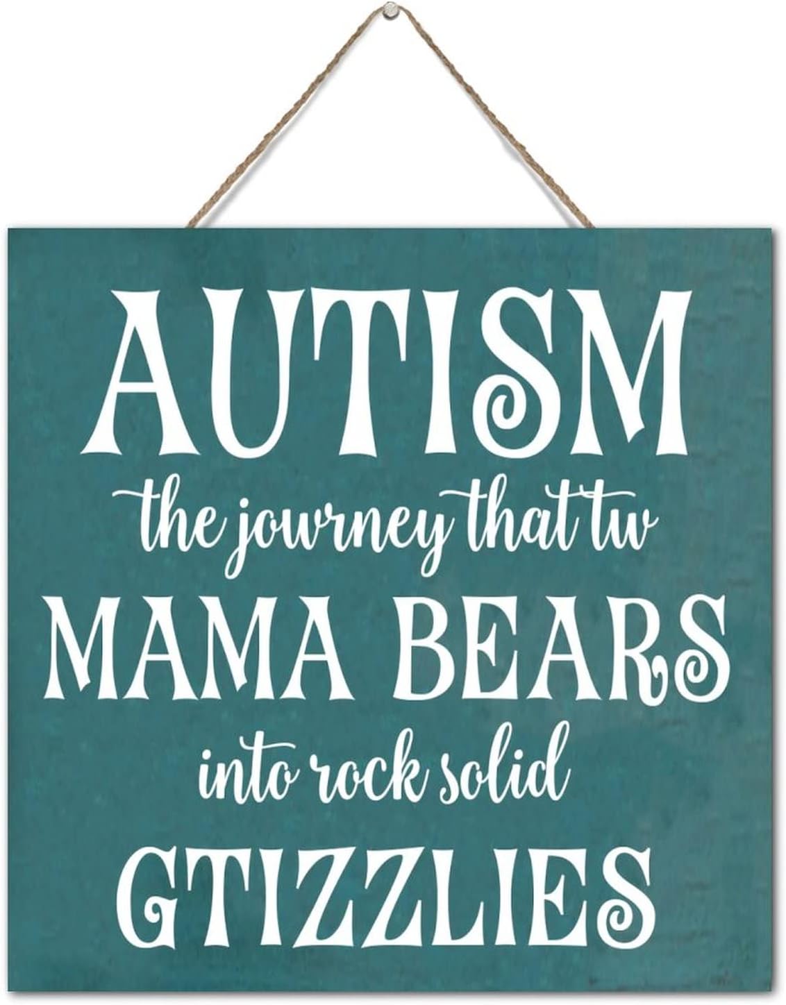 Hanging Wall Sign for Autism Awareness 12x12 Inch