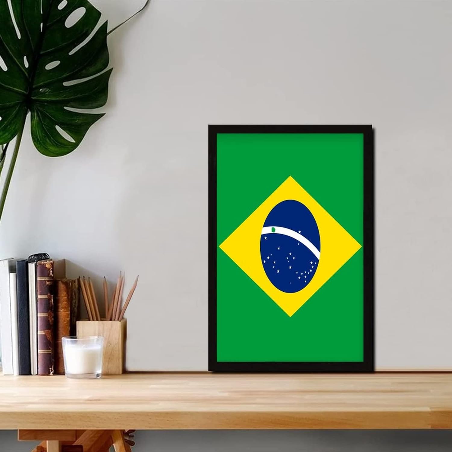 Brazil Flag Wall Art Wood Sign Rustic Farmhouse Decor 8x12in