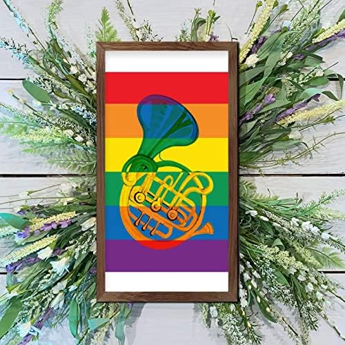 LGBTQ Pride Wood Wall Sign Rainbow Tuba Design