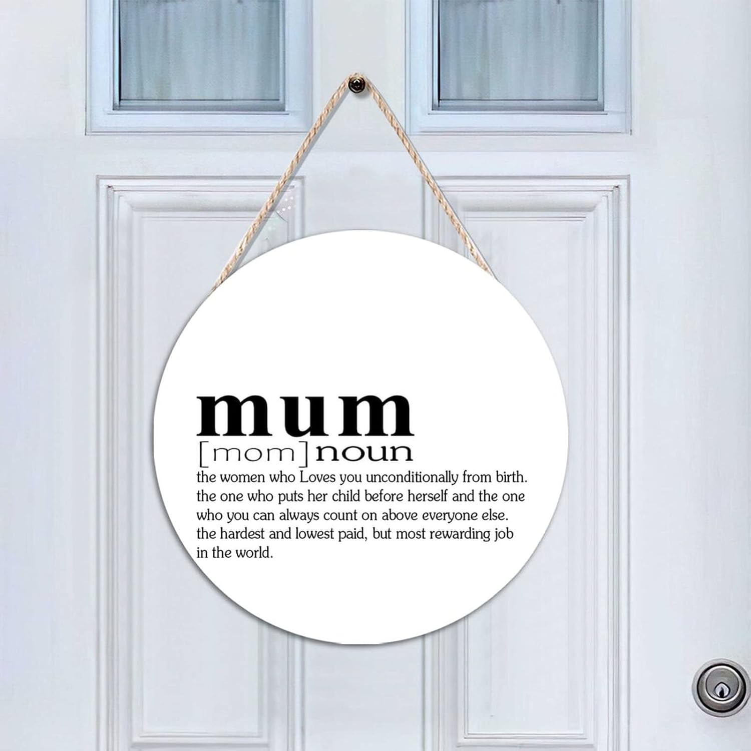 Funny Noun Dictionary Definition of Mum Round Wood Sign