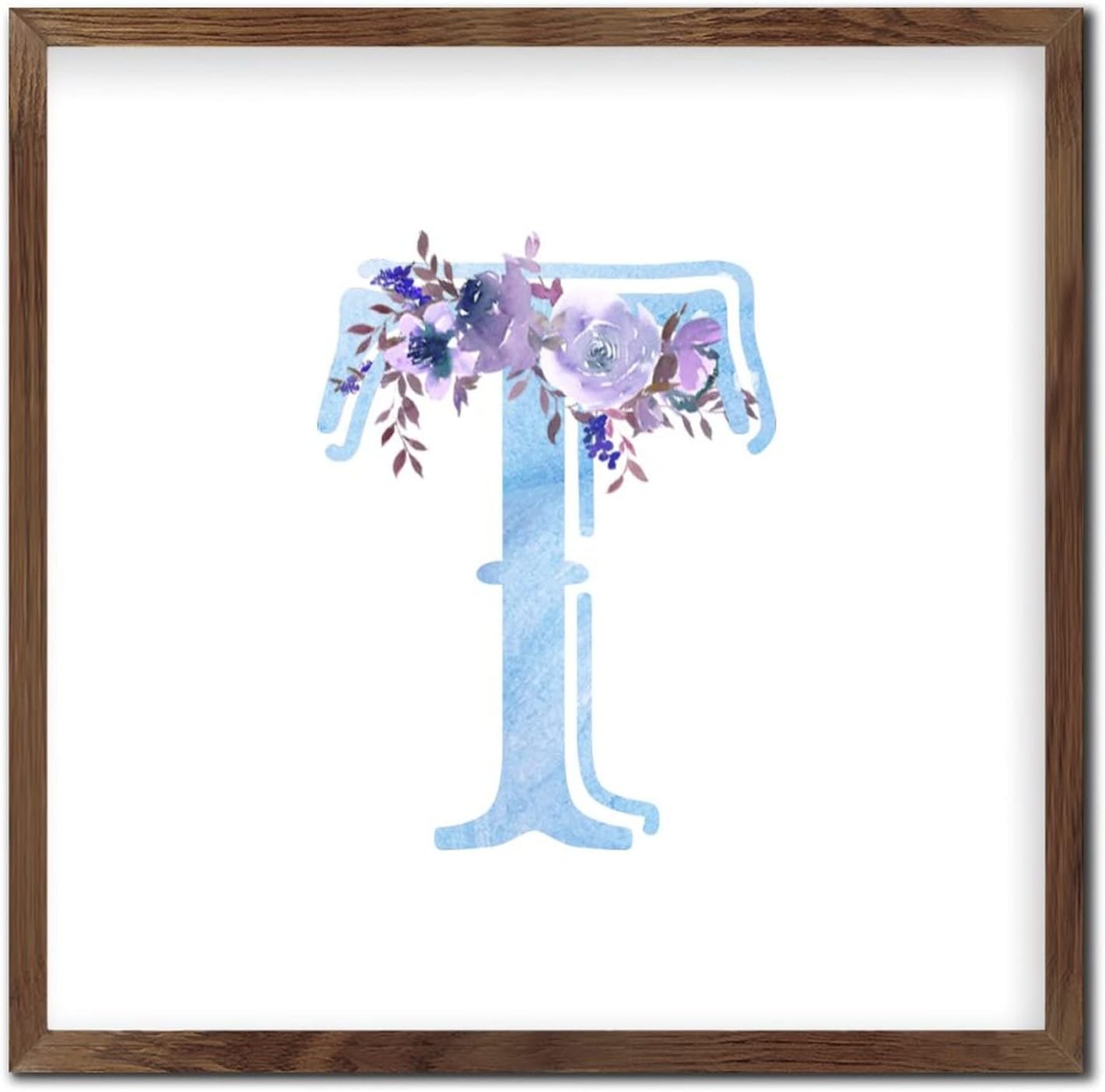 Inspirational Framed Wall Art Sign with Initial Letter T