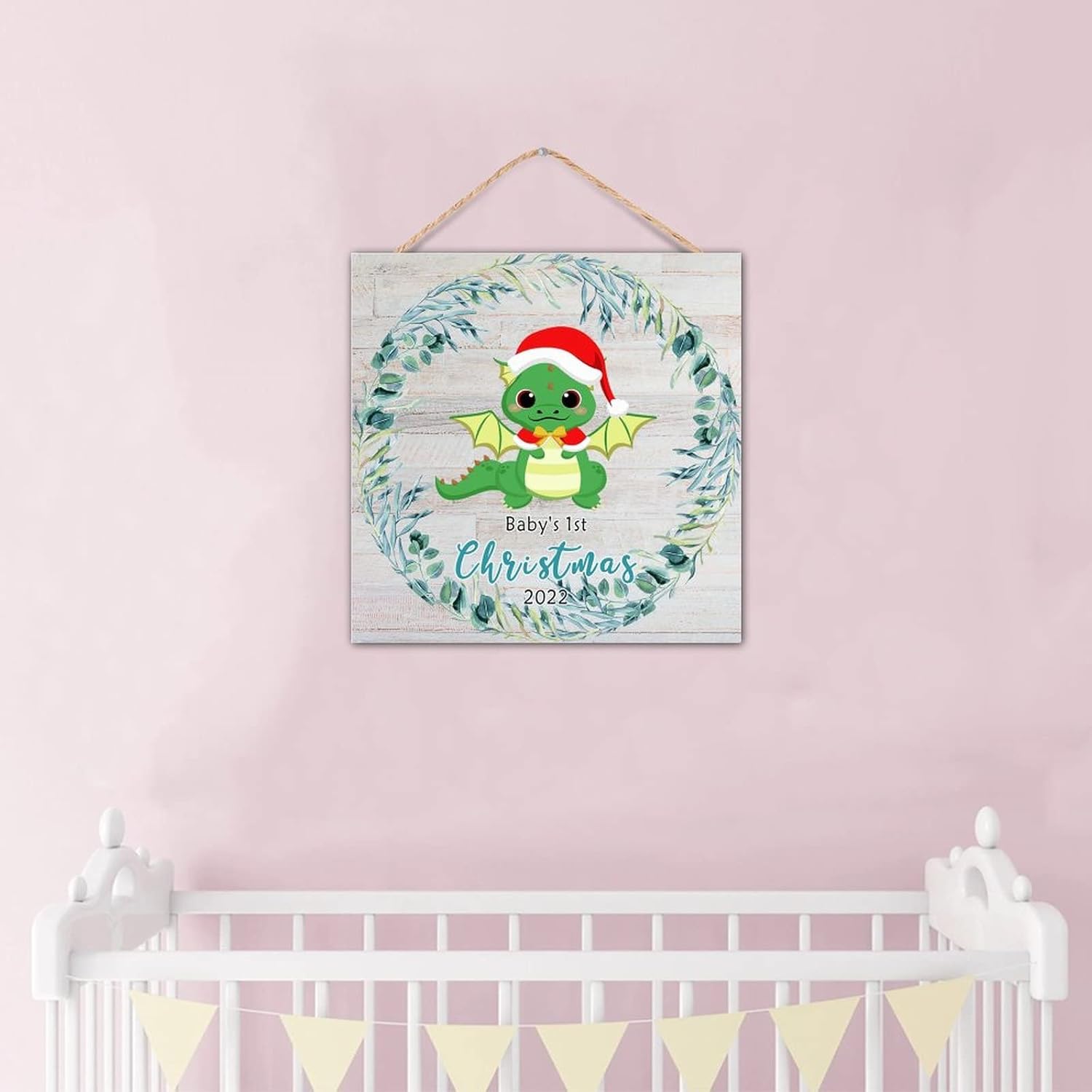 Funny Dinosaur Christmas Wall Decor Sign