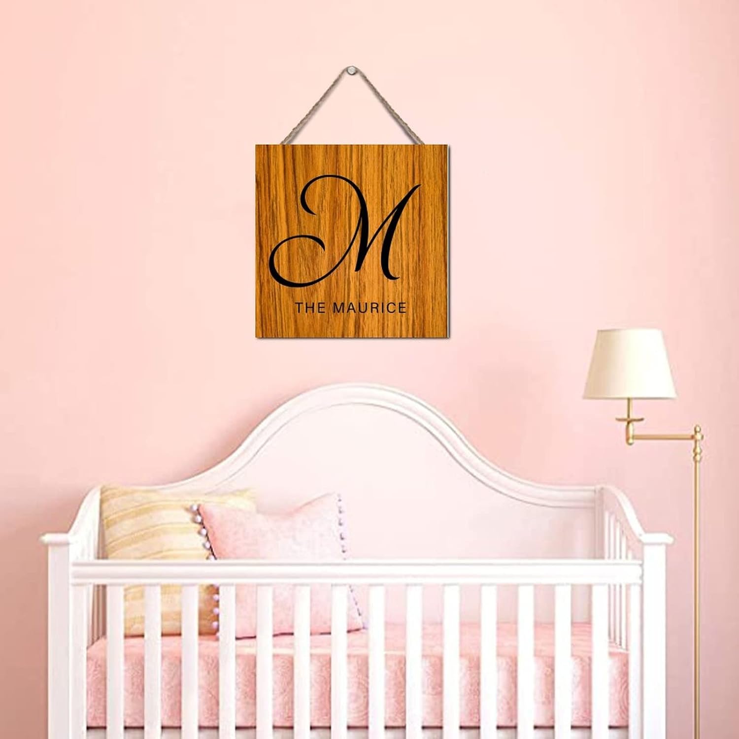 Personalized Wood Monogram Letter M Wall Decor 12x12in