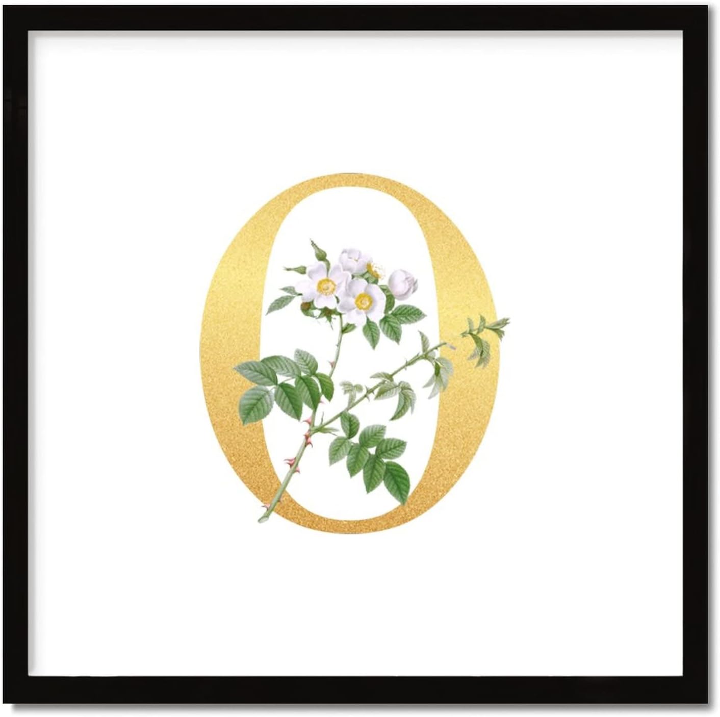 Farmhouse Rustic Wood Frame Sign With Gold Initial