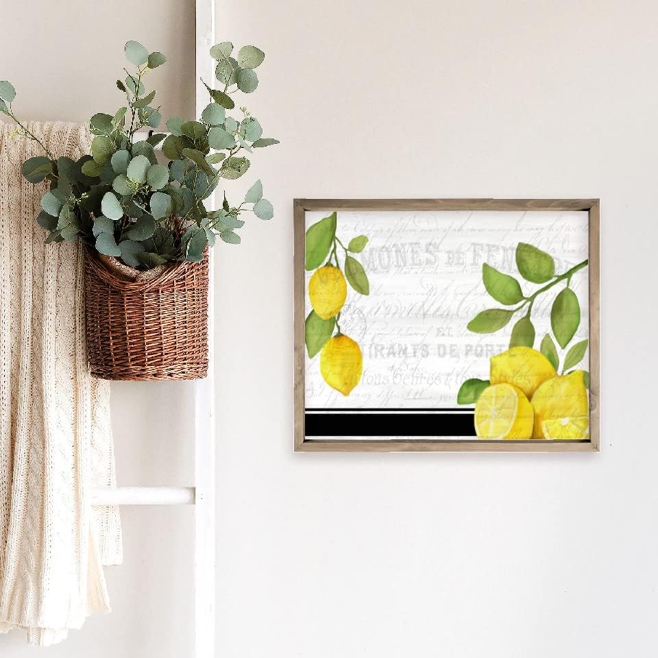 Fresh Lemons Wood Wall Decor Sign Frame 12x15