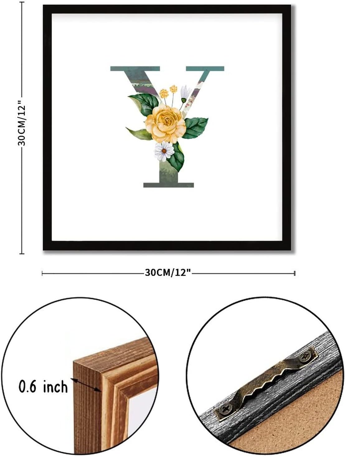 Flowers Camouflage Initial Y Farmhouse Wood Sign 12x12