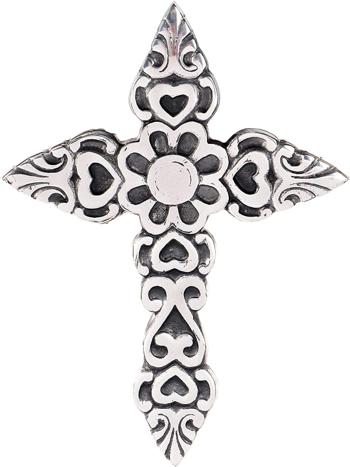 Ardour 97 Inch Antique Silver Black Wall Cross