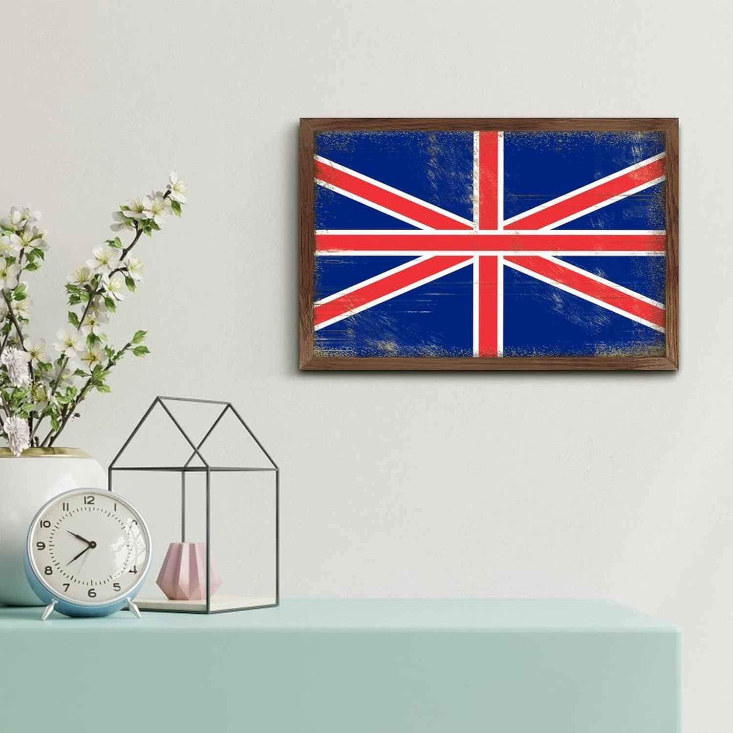 UK Flag Farmhouse Wood Sign for Home Decor