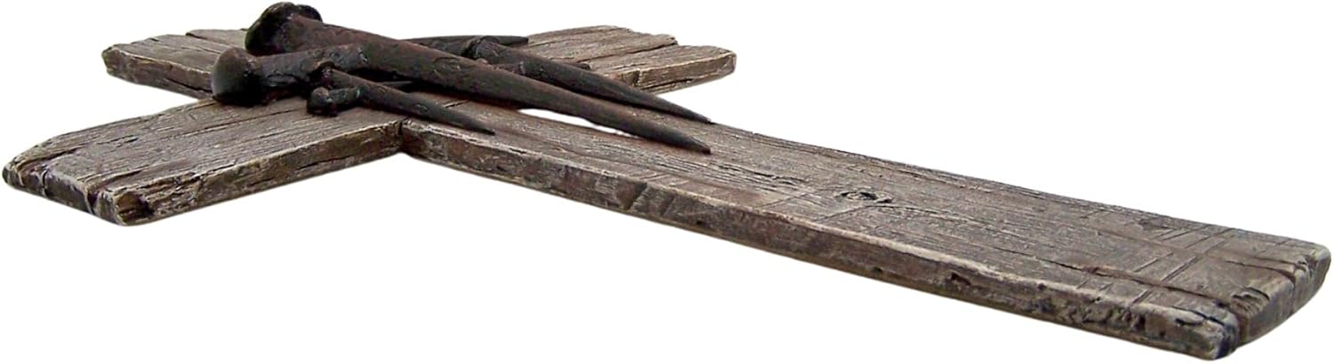 Rustic Wood Look Wall Cross with Three Nail Crosses