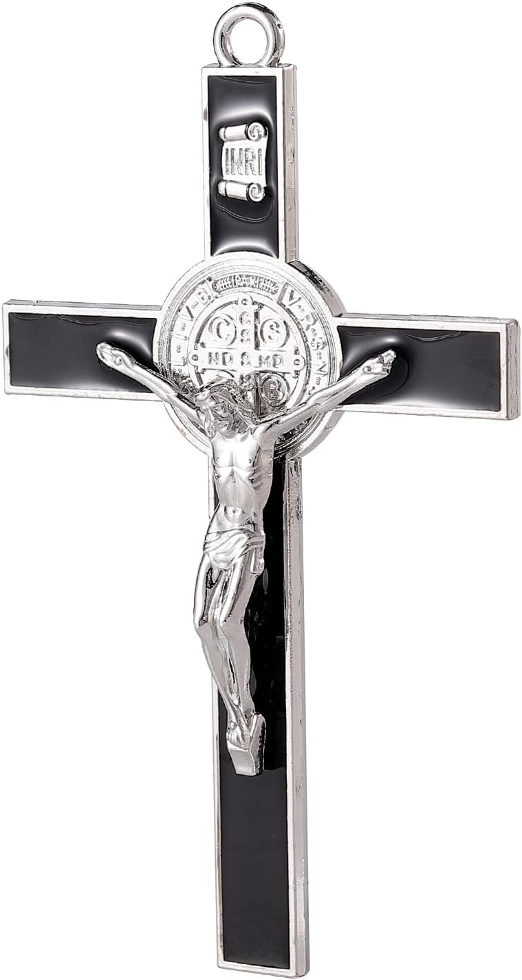 VINETEN Crucifix Wall Cross 4 Inch Black Enamel Catholic Decoration