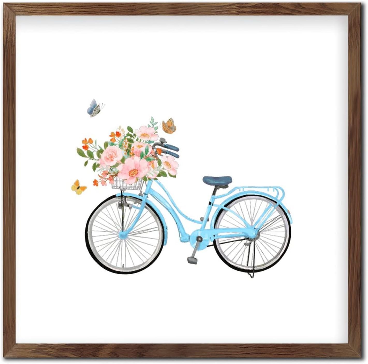 Bicycle Flower Wood Plaque Sign 12x12in Farmhouse Decor