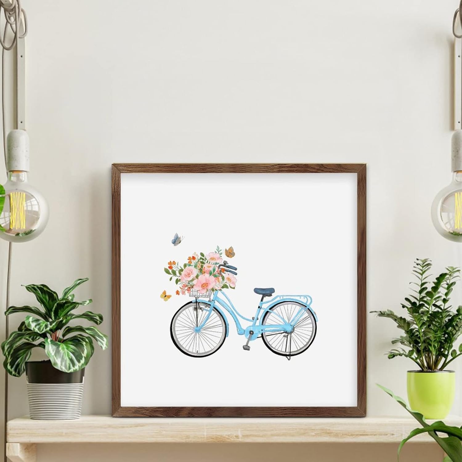Bicycle Flower Wood Plaque Sign 12x12in Farmhouse Decor