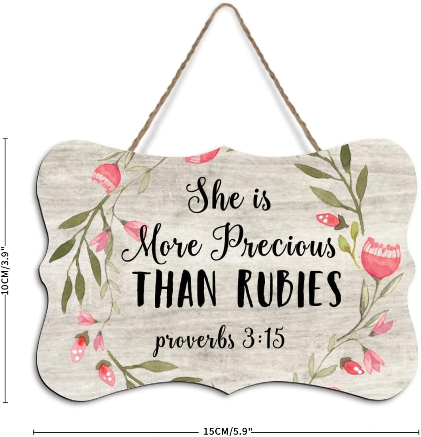 Rustic Hanging Wood Sign She Is More Precious Than Rubies 4x6