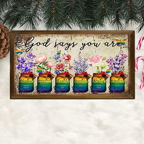 LGBTQ Pride Wood Framed Wall Art Sign 12x22 In