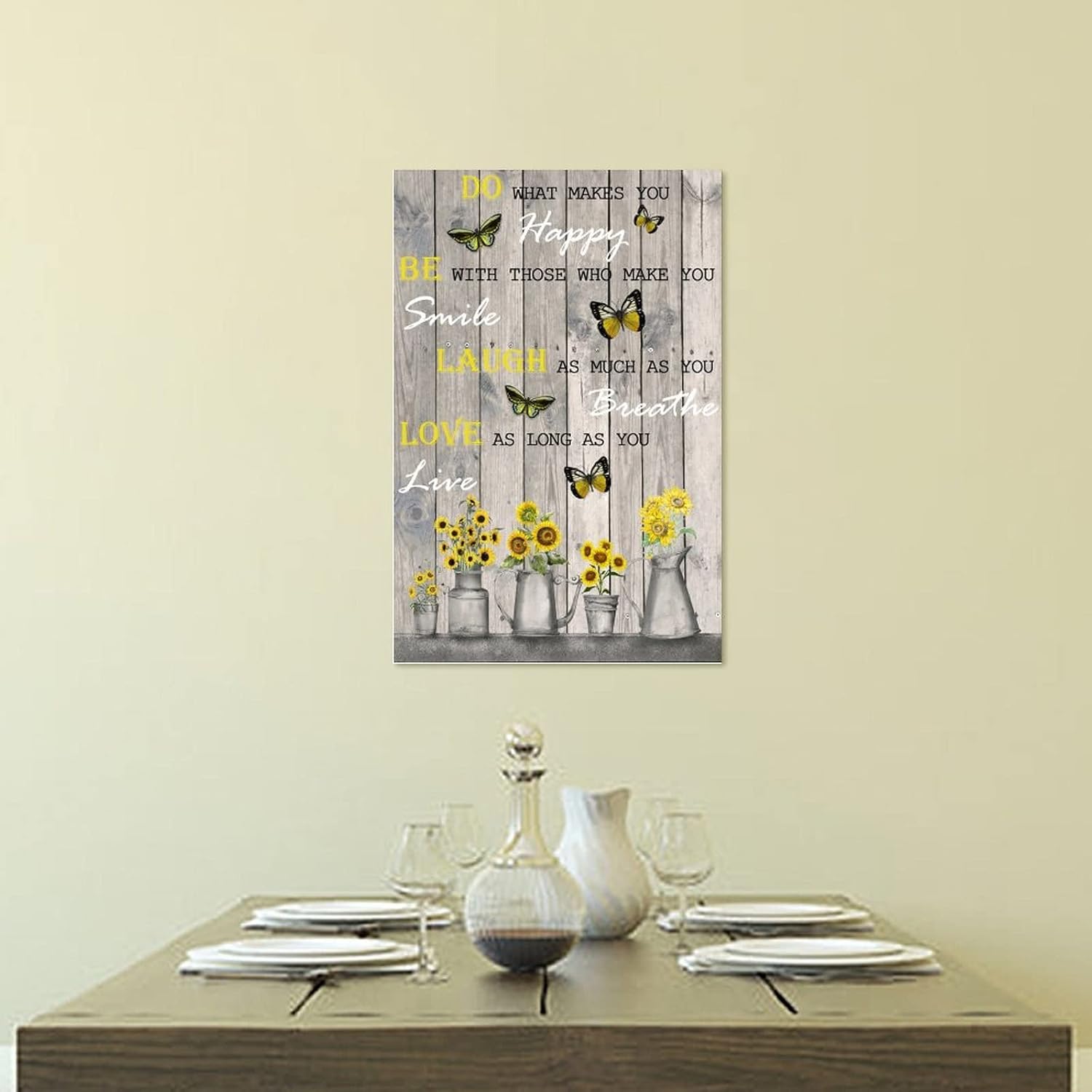 Wood Plaque with Sunflower and Butterfly Design 12x18in