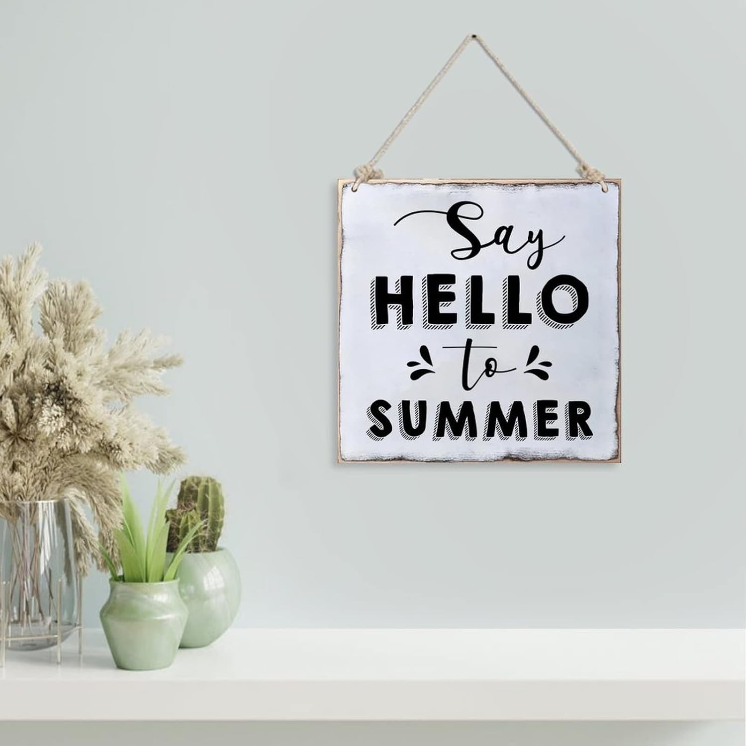 Summer Wooden Plaque with Encouragement Message 12x12 Inch Elegant Wall Art