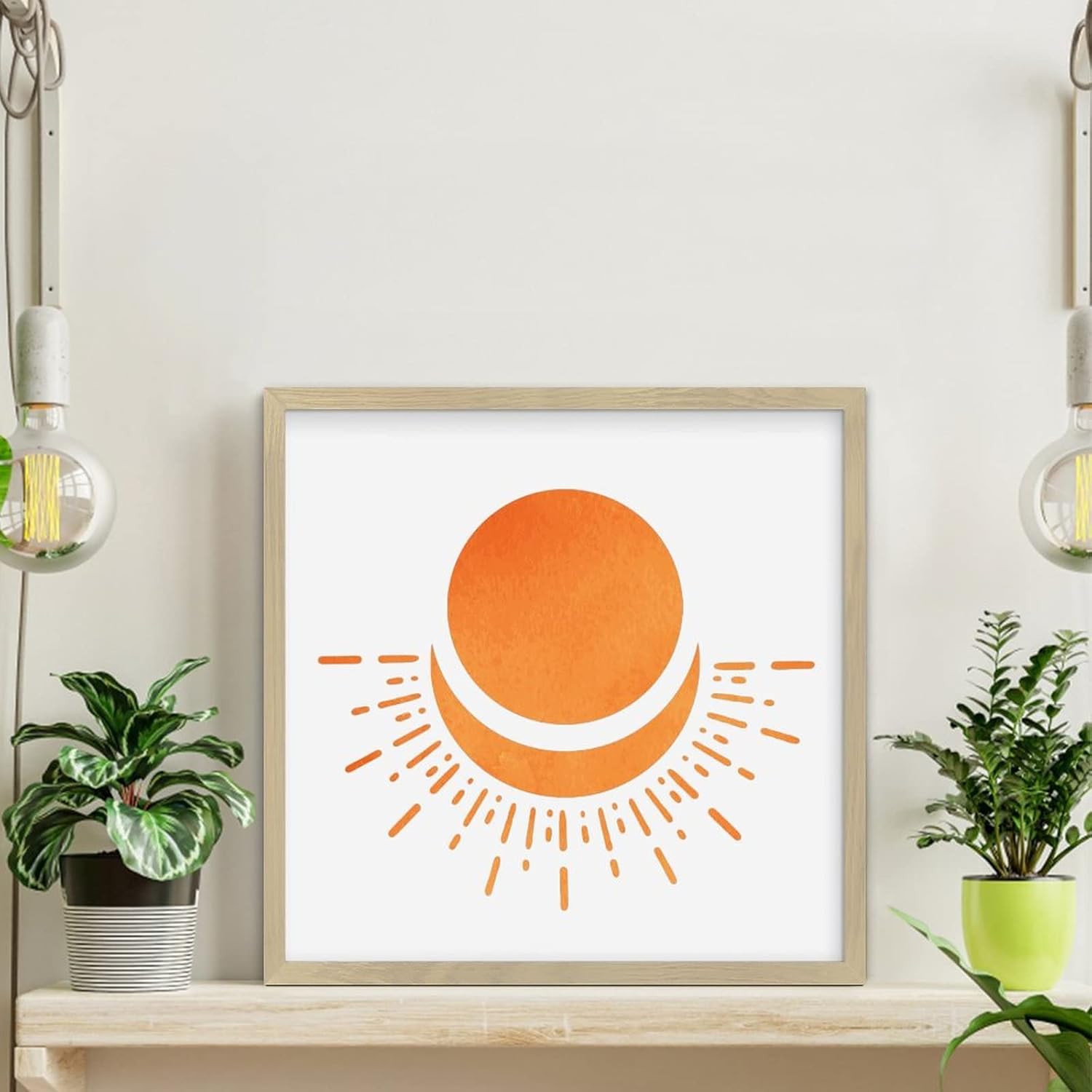 Geometry Orange Rustic Wall Hanging Plaque Modern Farmhouse Decor 12x12in