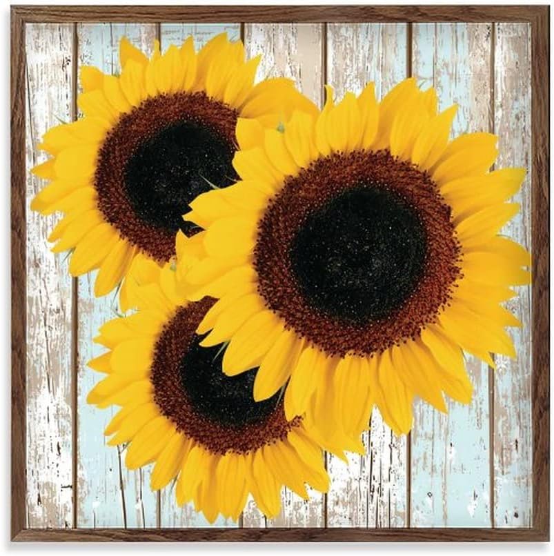 Rustic Sunflower Wood Grain Wall Sign 12 Inch